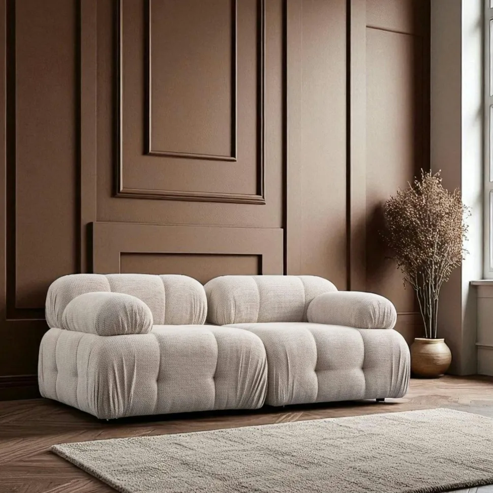 Canapé modulable 2 places gris, assise profonde 190 cm ICA