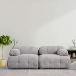 Canapé modulable 2 places gris clair, assise profonde 190 cm ICA