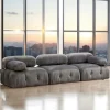 Canapé modulable 3 places, tissu gris velours RONDA