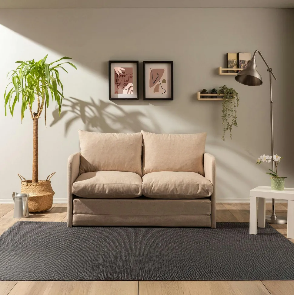 Canapé-lit d'appoint en tissu gris foncé, 2 personnes ORURO