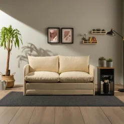 Canapé-lit en tissu crème, 2 personnes 140 cm ORURO