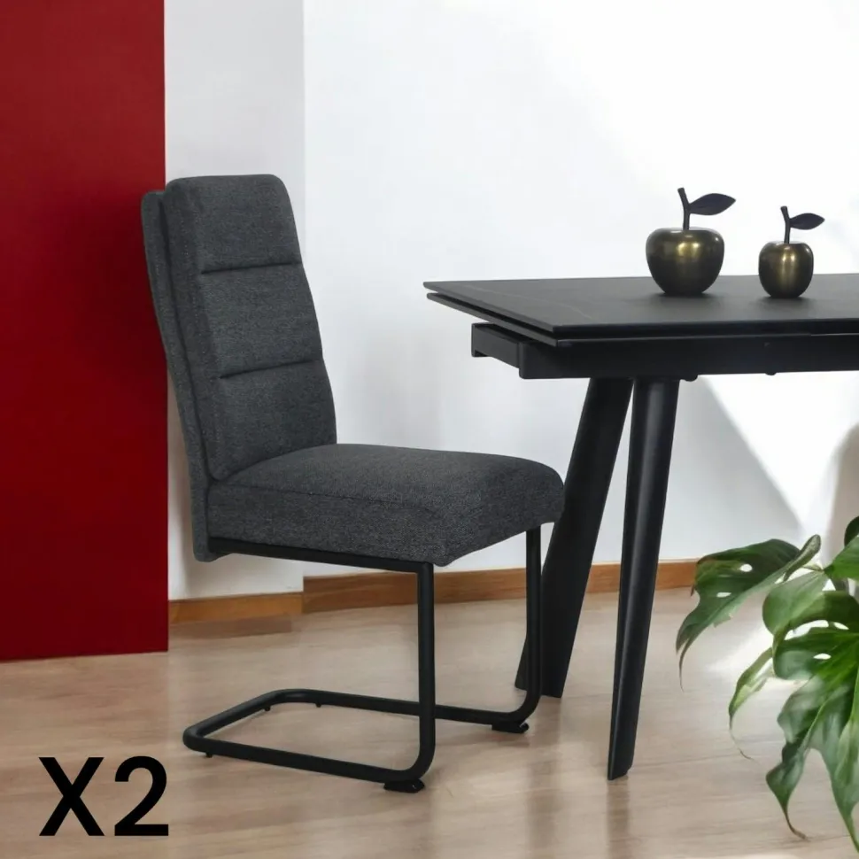 Chaise à dossier haut en tissu anthracite (lot de 2) LOMBARDIE