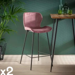 Chaise bar en velours doré MELBOURNE (lot de 2)
