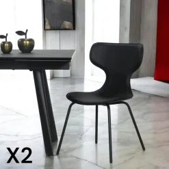 Chaise beige avec dossier en T, revêtement nettoyable (lot de 2) LOMBARDIE