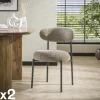 Chaise beige sable moderne en velours tissé (lot de 2) CREEK