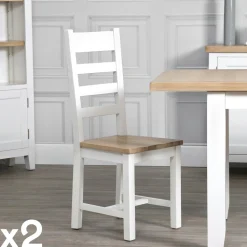 Chaise blanche en chêne avec dossier croisé (lot de 2) NAXOS