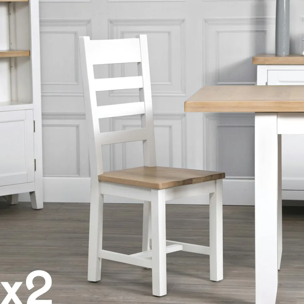 Chaise blanche en chêne avec dossier croisé (lot de 2) NAXOS