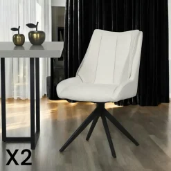 Chaise blanche pivotante en velours texturé (lot de 2) IENA