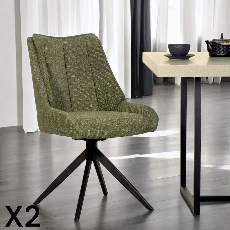 Chaise blanche pivotante en velours texturé (lot de 2) IENA