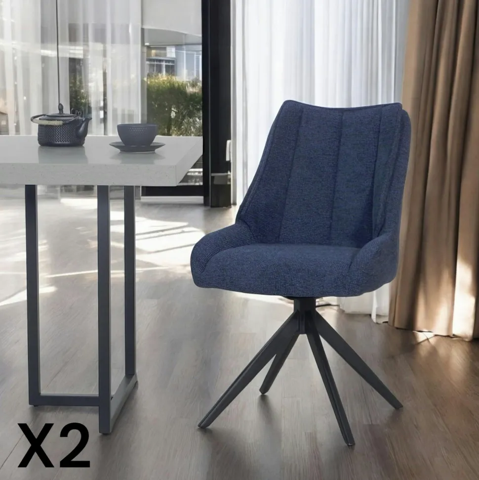 Chaise blanche pivotante en velours texturé (lot de 2) IENA