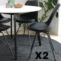 Chaise blanche scandinave pieds bois (lot de 2) LOTA