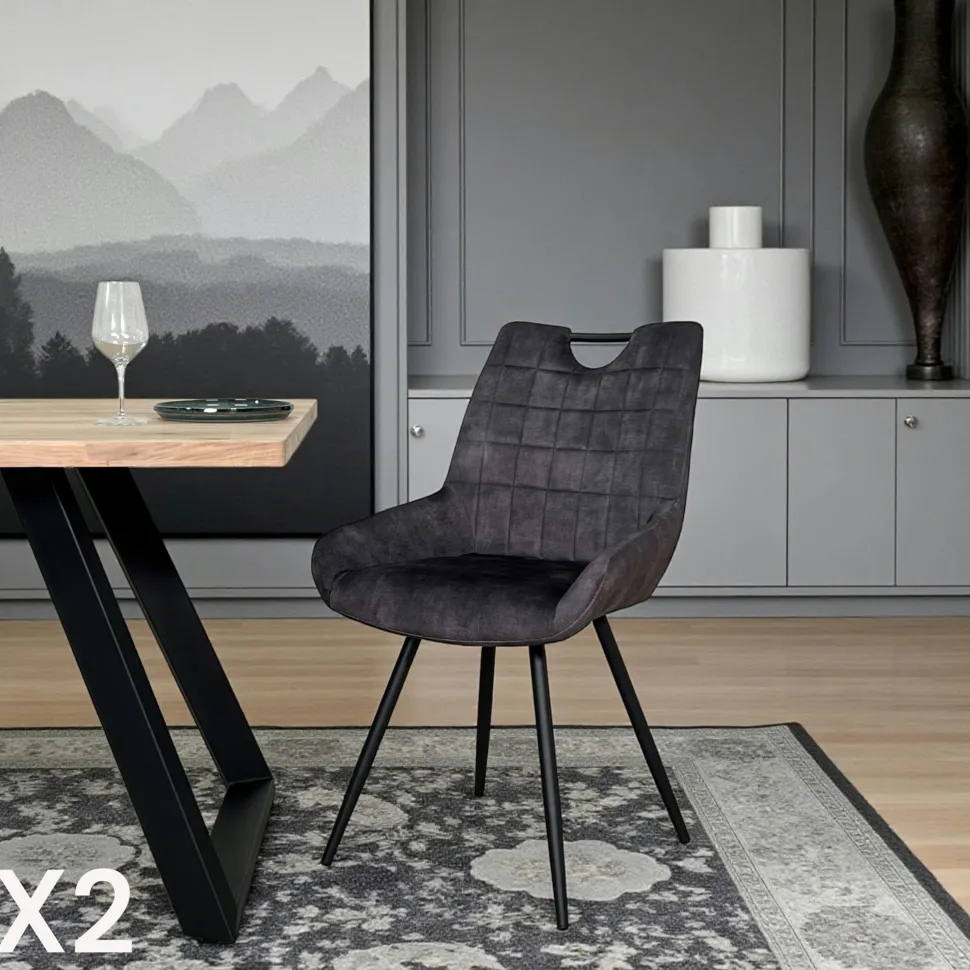 Chaise bleu pétrole avec poignée (lot de 2) MALMOE