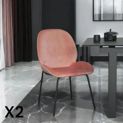 Chaise contemporaine en velours doré FLORENCE (lot 2)