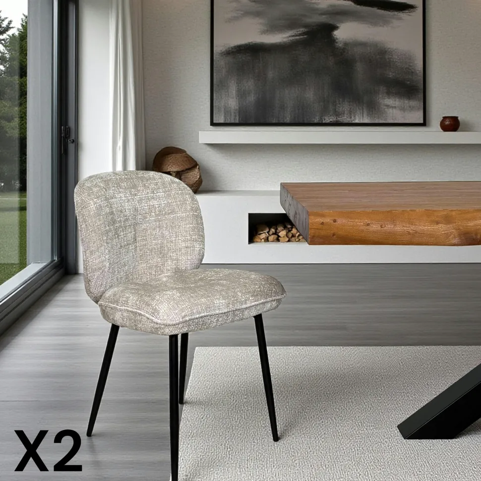 Chaise cosy en tissu gris (lot de 2) IENA