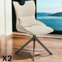 Chaise de bar en bouclettes blanches réglable en hauteur (lot de 2) PALERME