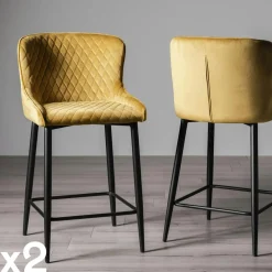 Chaise de bar en velours gris (lot de 2) ARLINGTON