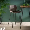 Chaise de bar en velours anthracite MELBOURNE (lot de 2)