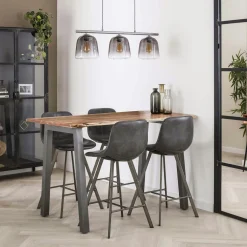 Chaise de bar en velours anthracite MELBOURNE (lot de 2)