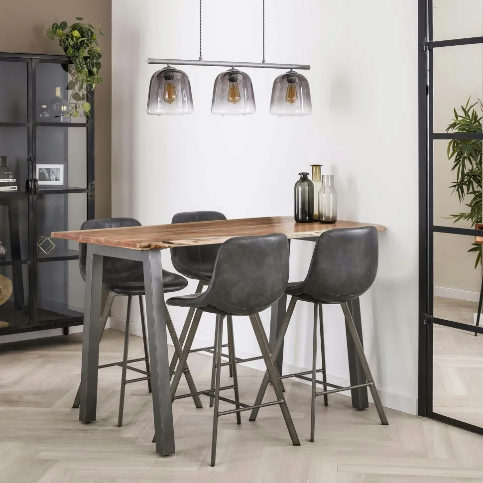 Chaise de bar en velours anthracite MELBOURNE (lot de 2)
