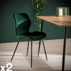 Chaise de bar en velours vert MELBOURNE (lot de 2)