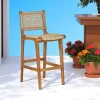 Chaise de bar jardin en teck et résine tressée MENDOZA