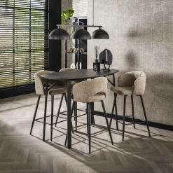 Chaise de bar pivotante en bouclette beige (lot de 2) GALWAY