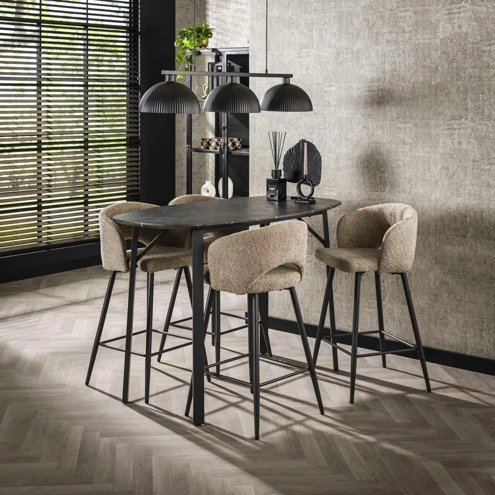 Chaise de bar pivotante en bouclette beige (lot de 2) GALWAY