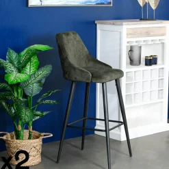 Chaise de bar velours havane (lot de 2) MALMOE