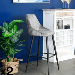 Chaise de bar velours havane (lot de 2) MALMOE