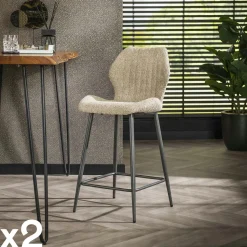 Chaise de bar velours ocre (lot de 2) MALMOE