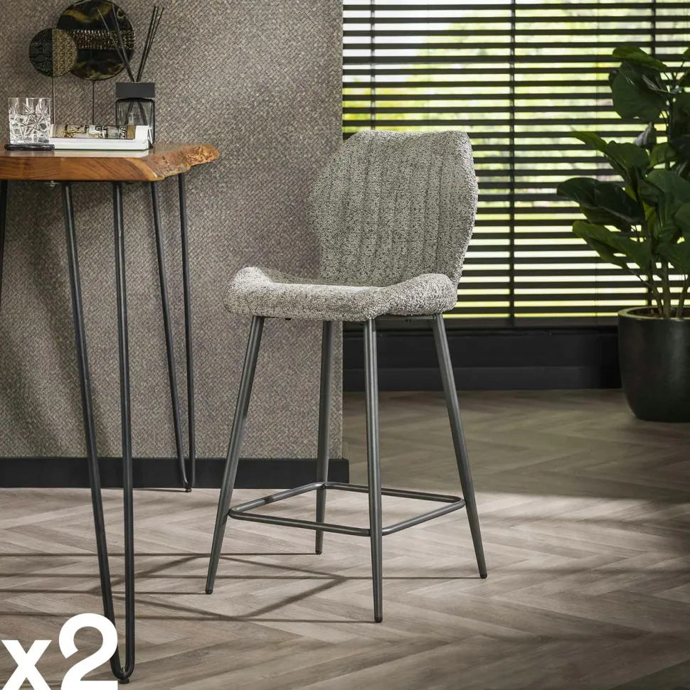 Chaise de bar velours ocre (lot de 2) MALMOE