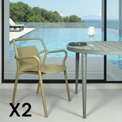 Chaise de jardin design jaune, empilable (lot de 2) PINETO