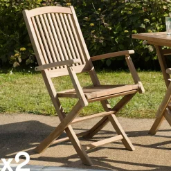 Chaise de jardin en teck à bords droits (lot de 2) SUMMER