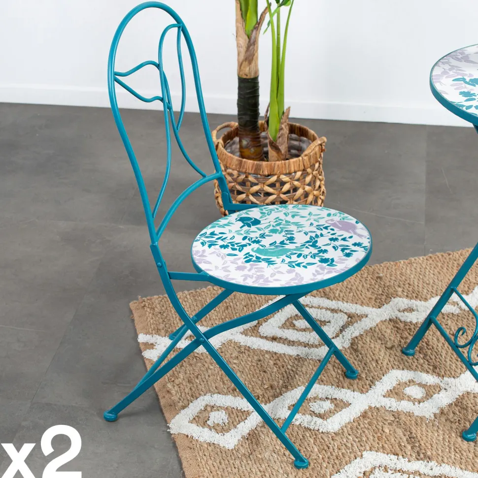 Chaise de jardin motif oiseau (lot de 2) GRENADE