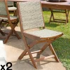 Chaise de jardin pliante bois d'acacia rotin synthétique BAHIA (lot de 2)