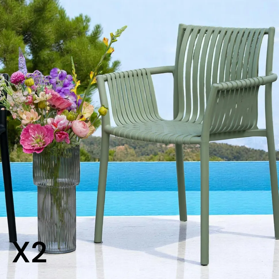Chaise de jardin verte (lot de 4) MENDOZA