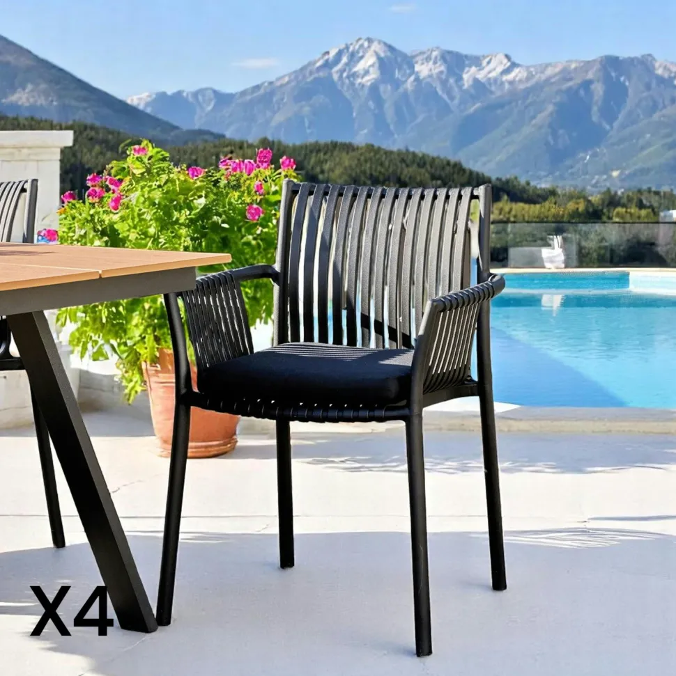 Chaise de jardin verte (lot de 4) MENDOZA