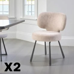 Chaise de salle à manger bleue, assise ronde (lot de 2) LIGURIE