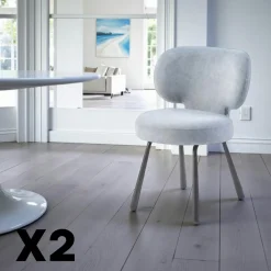 Chaise de salle à manger bleue, assise ronde (lot de 2) LIGURIE