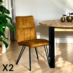 Chaise de salle à manger bleu pétrole avec pieds épingle (lot de 2) MALMOE