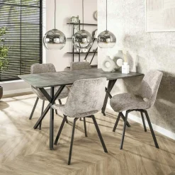 Chaise de salle à manger bleu pétrole avec pieds épingle (lot de 2) MALMOE