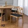 Chaise de salle à manger design en bois de chêne avec assise noire (lot de 2) BERLIN