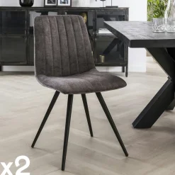 Chaise de salle à manger en velours taupe JAVA (lot de 2)
