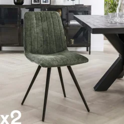 Chaise de salle à manger en velours moutarde JAVA (lot de 2)