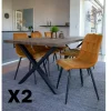 Chaise de salle à manger moutarde motif damier (lot de 2) TARAZ