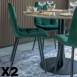 Chaise de salle à manger moutarde motif damier (lot de 2) TARAZ