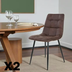 Chaise de salle à manger noire motif damier (lot de 2) TARAZ