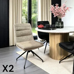 Chaise de salle à manger pivotante en velours gris (lot de 2) PALERME