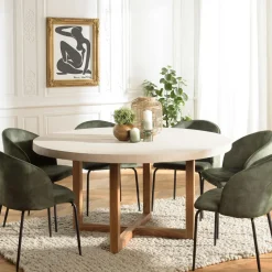 Chaise de salle à manger velours vert dossier rond (lot de 2) TIM