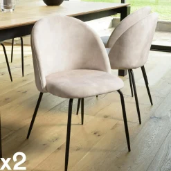 Chaise de salle à manger velours acajou dossier rond (lot de 2) TIM